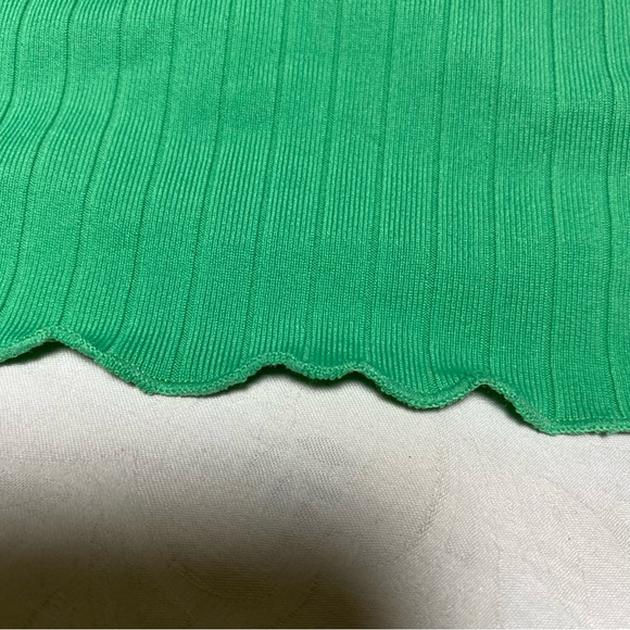 TWIIN by Princess Polly Bikini Top Green Curled Hem Ribbed Tank Medium Tankini - Picture 4 of 10